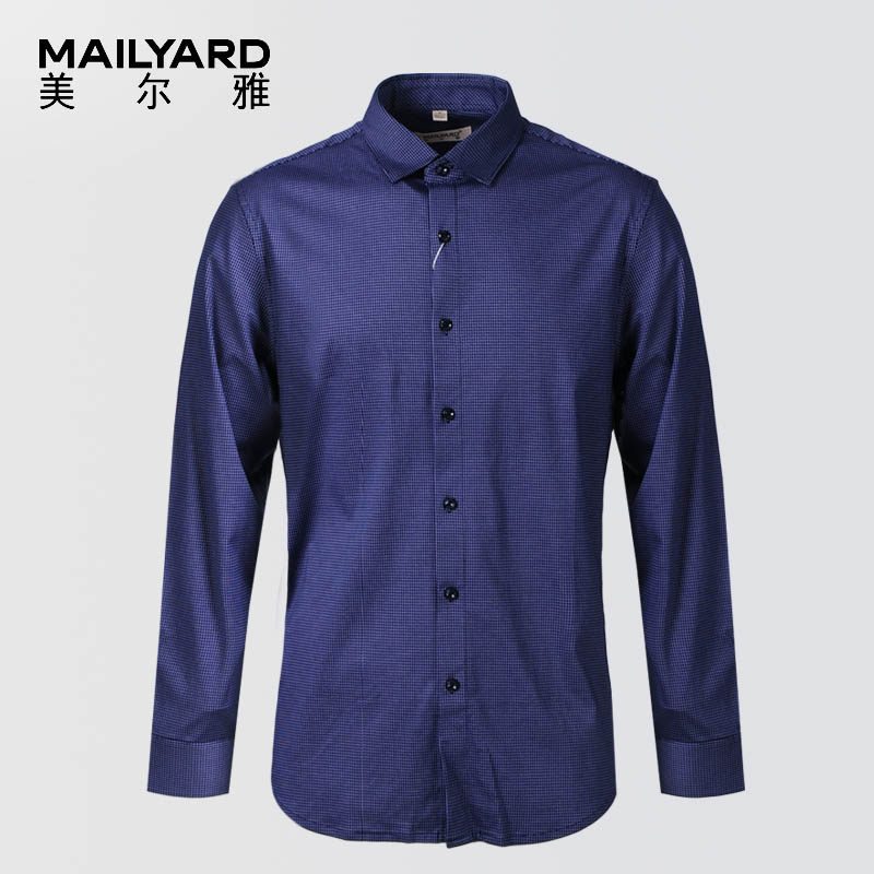 美尔雅（MAILYARD）长袖衬衫 纯棉商务休闲男士T恤 男式时尚衬衣 519