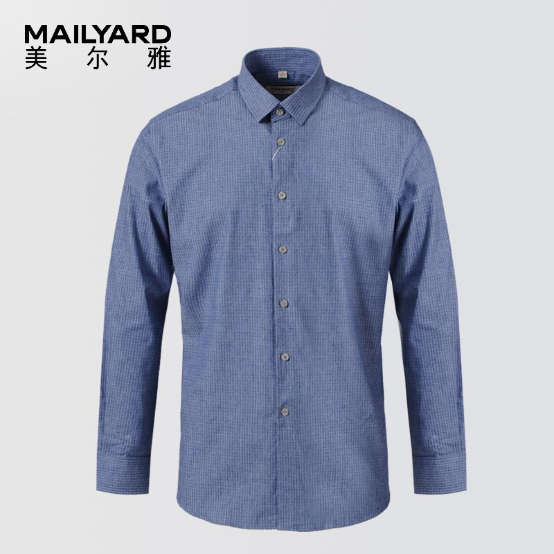 美尔雅（MAILYARD）长袖衬衫 男式修身棉氨磨毛商务休闲衬衣厚 483