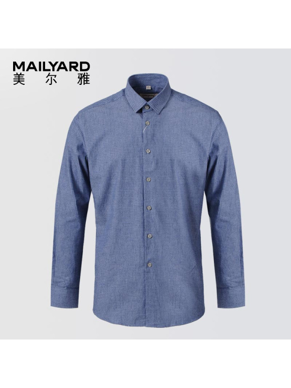 美尔雅（MAILYARD）长袖衬衫 男式修身棉氨磨毛商务休闲衬衣厚 483