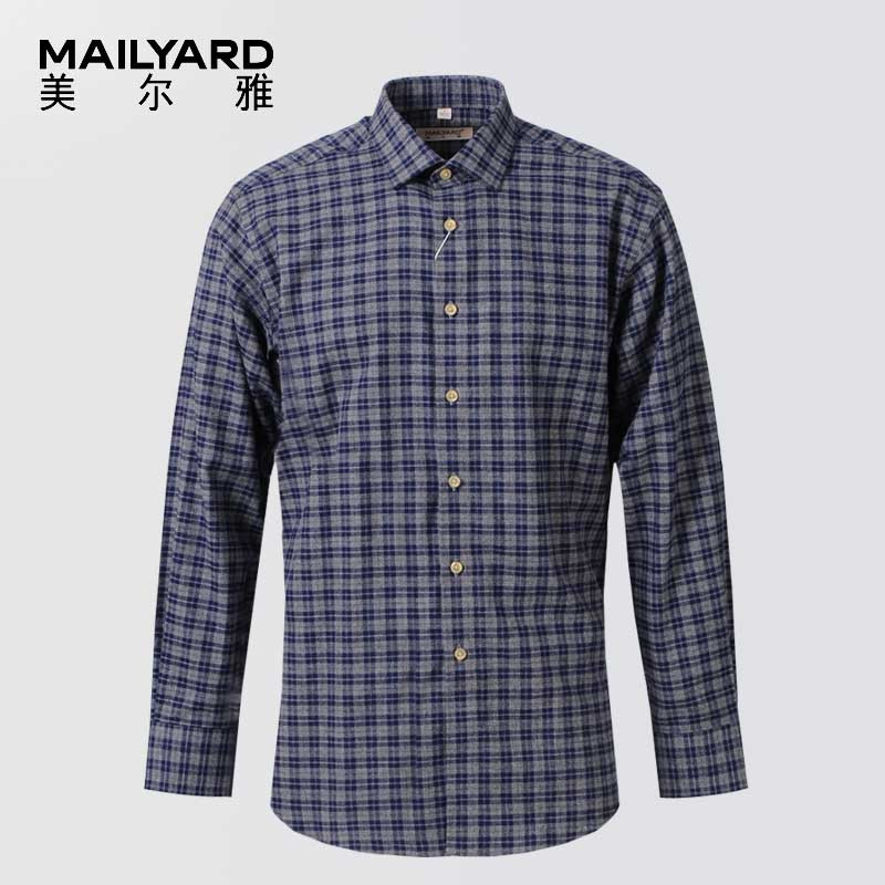 美尔雅（MAILYARD）长袖衬衫 法兰绒商务休闲男士纯棉磨毛衬衣厚 512