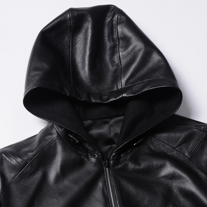 美尔雅(MAILYARD)男士皮衣 绵羊皮商务休闲中长款连帽皮服夹克 062