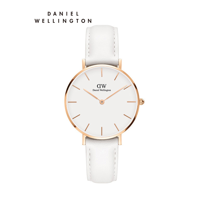 Danielwellington 丹尼尔惠灵顿dw手表女 简约纯白皮革腕表32mm 石英表