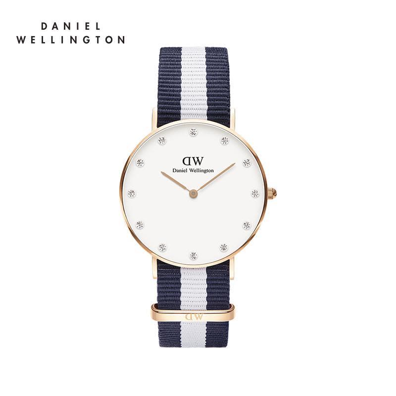 Daniel Wellington丹尼尔惠灵顿DW手表女 时尚水钻织物腕表34mm 石英表图片