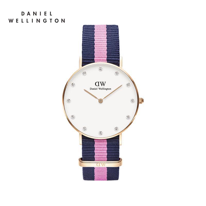Daniel Wellington丹尼尔惠灵顿DW手表女 时尚水钻织物腕表34mm 石英表图片