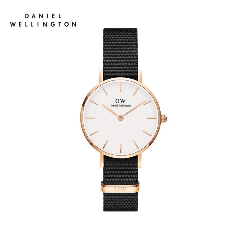 Danielwellington 丹尼尔惠灵顿 dw手表女黑色织纹腕表28mm 石英表