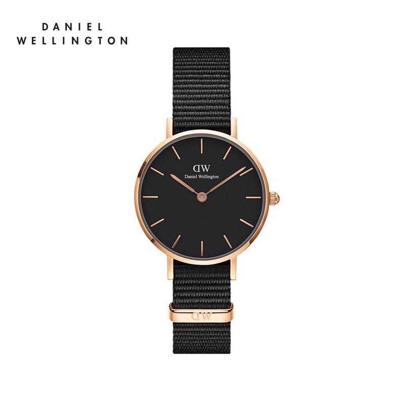 Danielwellington 丹尼尔惠灵顿 dw手表女黑色织纹腕表28mm 石英表