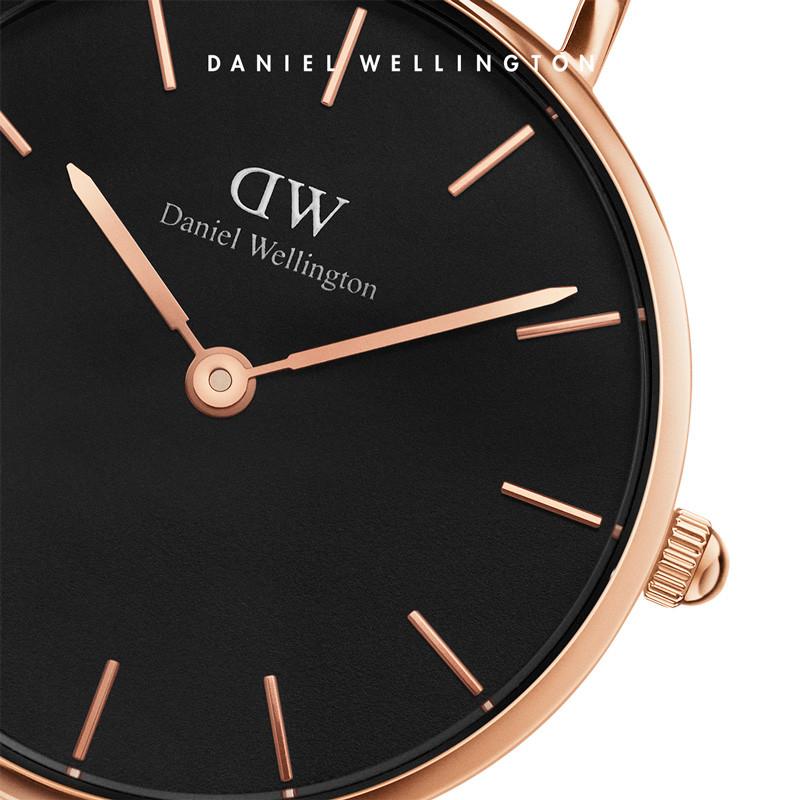 Danielwellington 丹尼尔惠灵顿 dw手表女黑色织纹腕表28mm 石英表