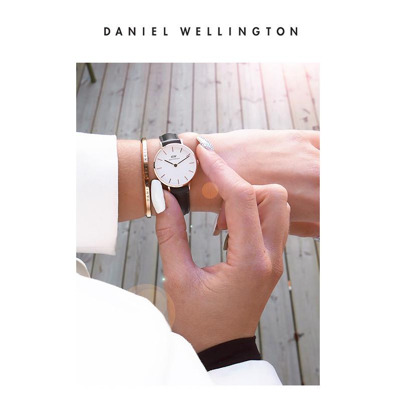 Danielwellington 丹尼尔惠灵顿 dw手表女黑色织纹腕表28mm 石英表