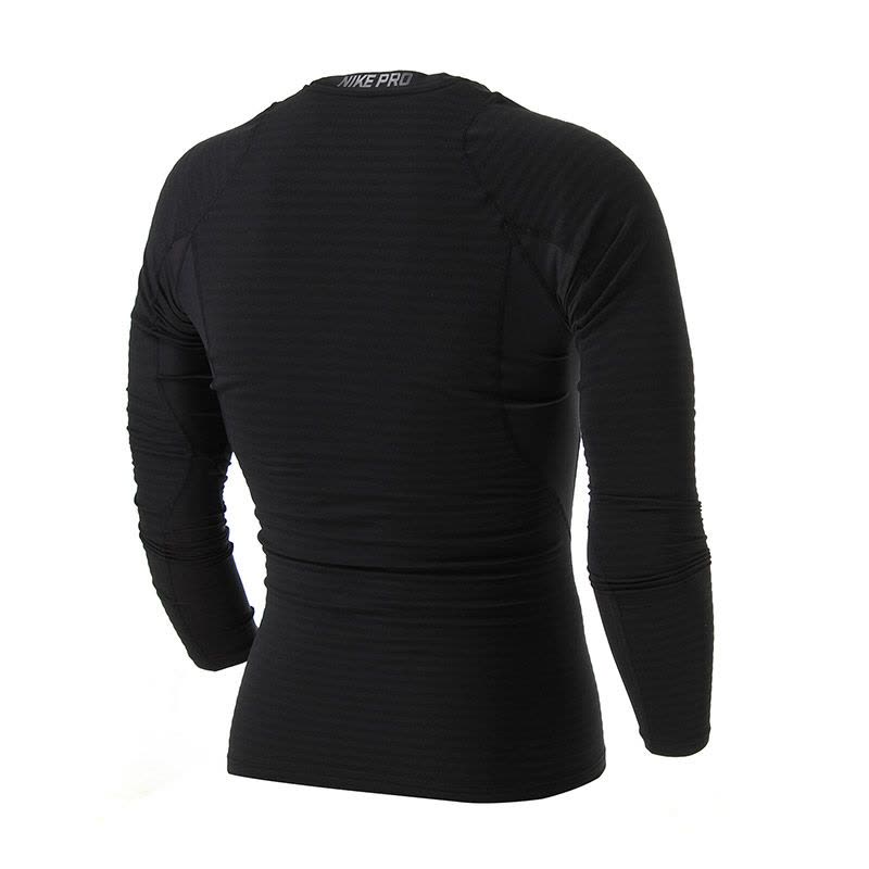 NIKE耐克男装健身训练弹力紧身衣运动长袖T恤725030 黑色 S图片