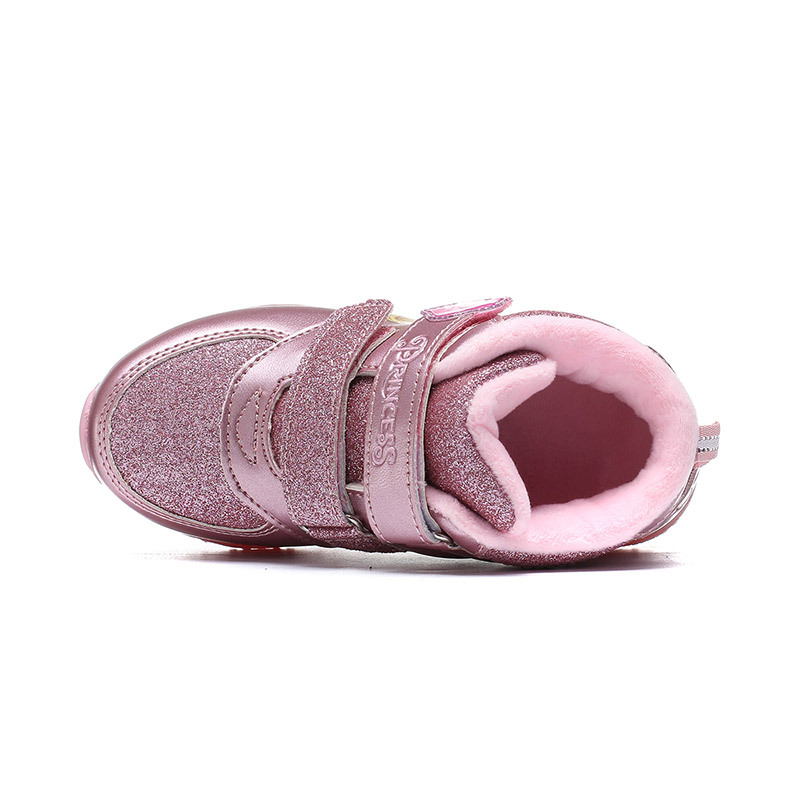 迪士尼童鞋女童中小童公主休闲鞋魔术贴儿童运动鞋粉色31码