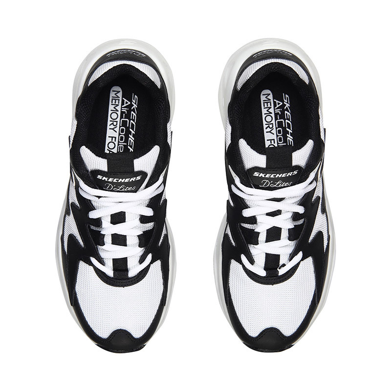 Skechers斯凯奇女鞋休闲鞋D‘lites时尚熊猫鞋88888105 35.5 88888105/BKW黑色+白色