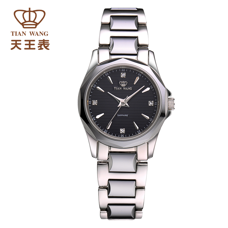 天王表(TIANWANG)新品石英表商务休闲 复古手表精致时尚情侣女表LS3673S黑