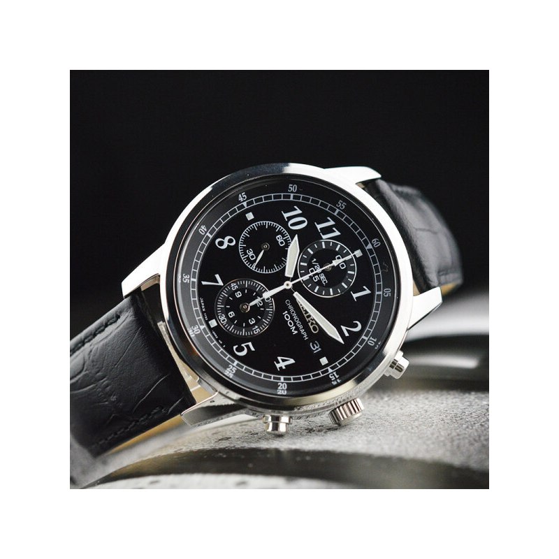 精工（SEIKO）日韩品牌 石英表 男 夜光防水复古优雅大气石英皮革男士手表 SNDC33J1