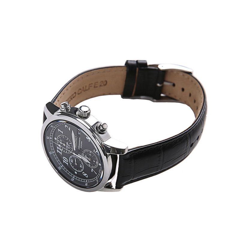 精工（SEIKO）日韩品牌 石英表 男 夜光防水复古优雅大气石英皮革男士手表 SNDC33J1