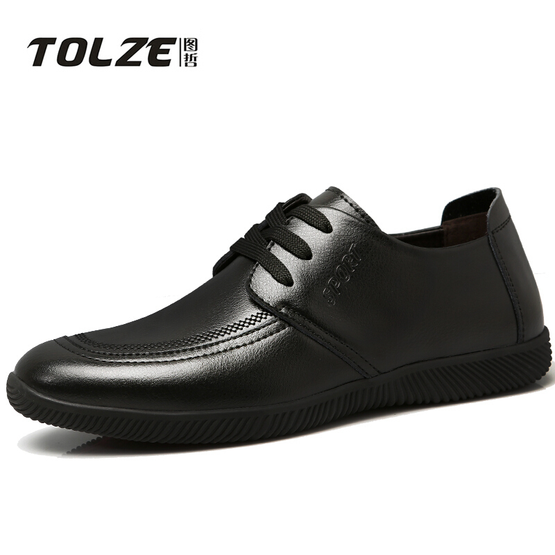 图哲(TOLZE)皮鞋男春季新款英伦商务休闲软皮男士青年皮鞋
