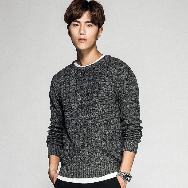 aemape美国苹果毛衣男士秋冬新款圆领套头厚款针织衫时尚上衣