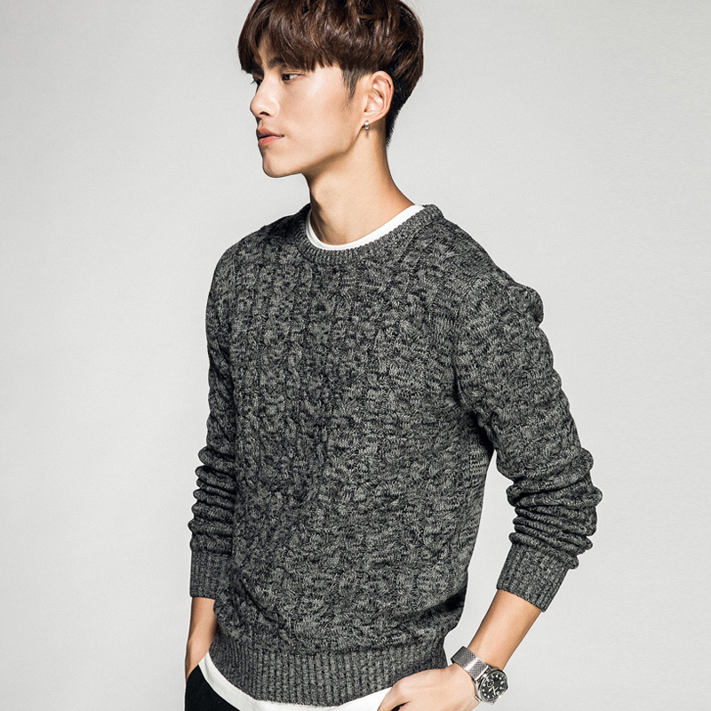 aemape美国苹果毛衣男士秋冬新款圆领套头厚款针织衫时尚上衣