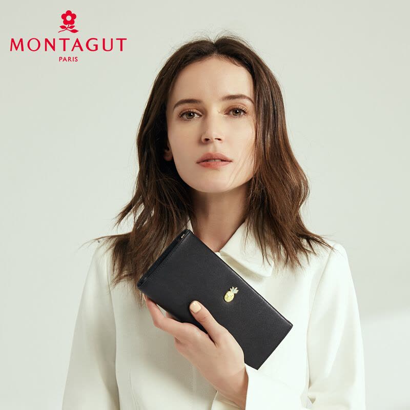 梦特娇MONTAGUT女士长款钱包时尚拉链手包牛皮新款韩版大容量皮夹图片