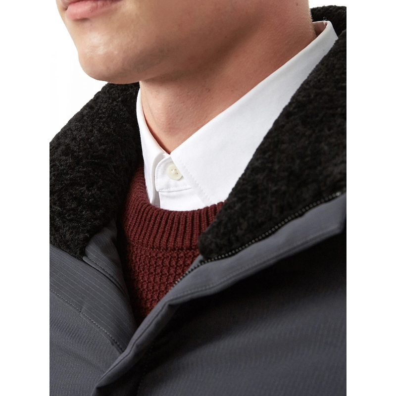 波司登BOSIDENG男士冬季常规中款羊卷毛领商务休闲男款冬外套羽绒服男B70141049