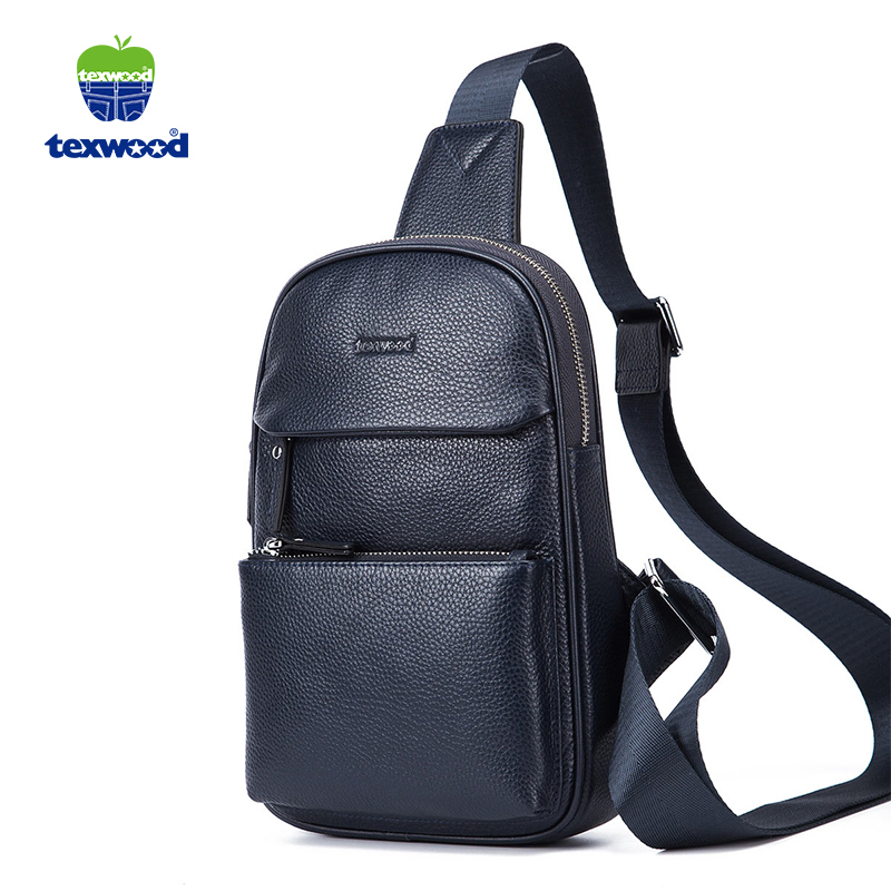 TEXWOOD香港萍果头层牛皮时尚活力男胸包 BP6H0021-08