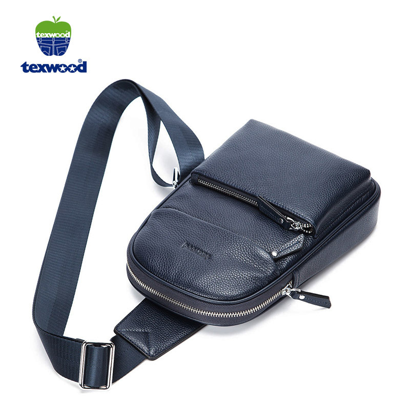 TEXWOOD香港萍果头层牛皮时尚活力男胸包 BP6H0021-08