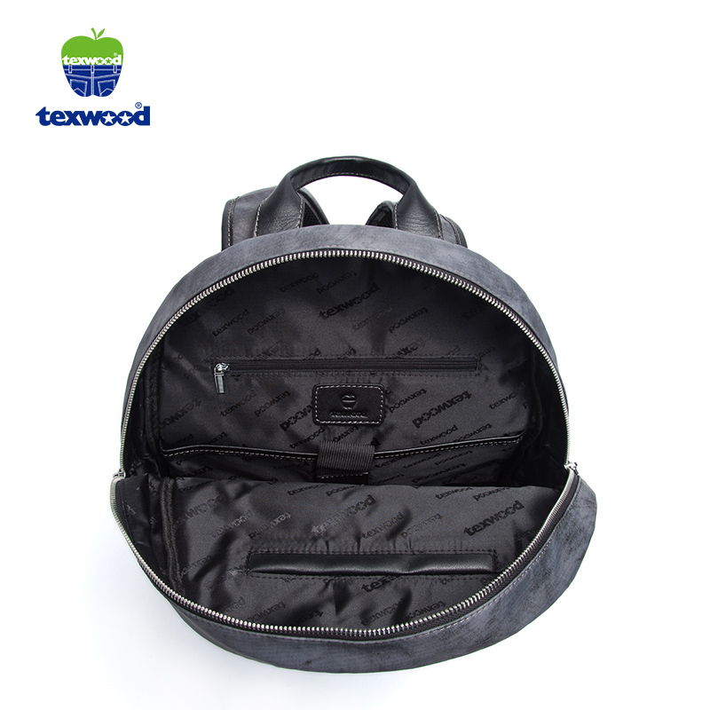 TEXWOOD香港萍果布配皮时尚拼接大容量男双肩包 灰色