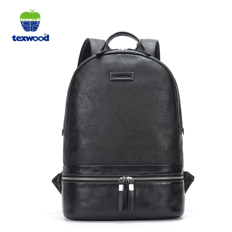 TEXWOOD香港萍果布配皮时尚拼接大容量男双肩包