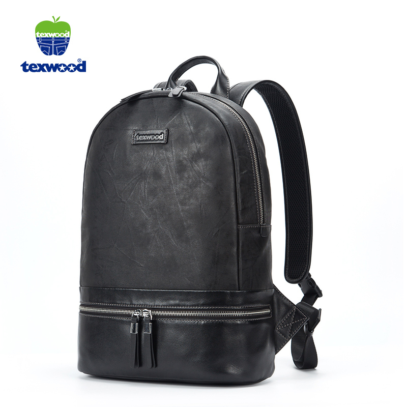 TEXWOOD香港萍果布配皮时尚拼接大容量男双肩包