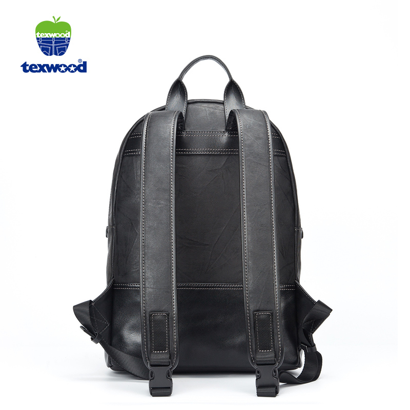 TEXWOOD香港萍果布配皮时尚拼接大容量男双肩包