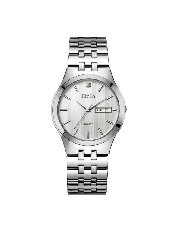 飞亚达fiyta经典系列超薄表盘三针双历简约商务石英男表g198www