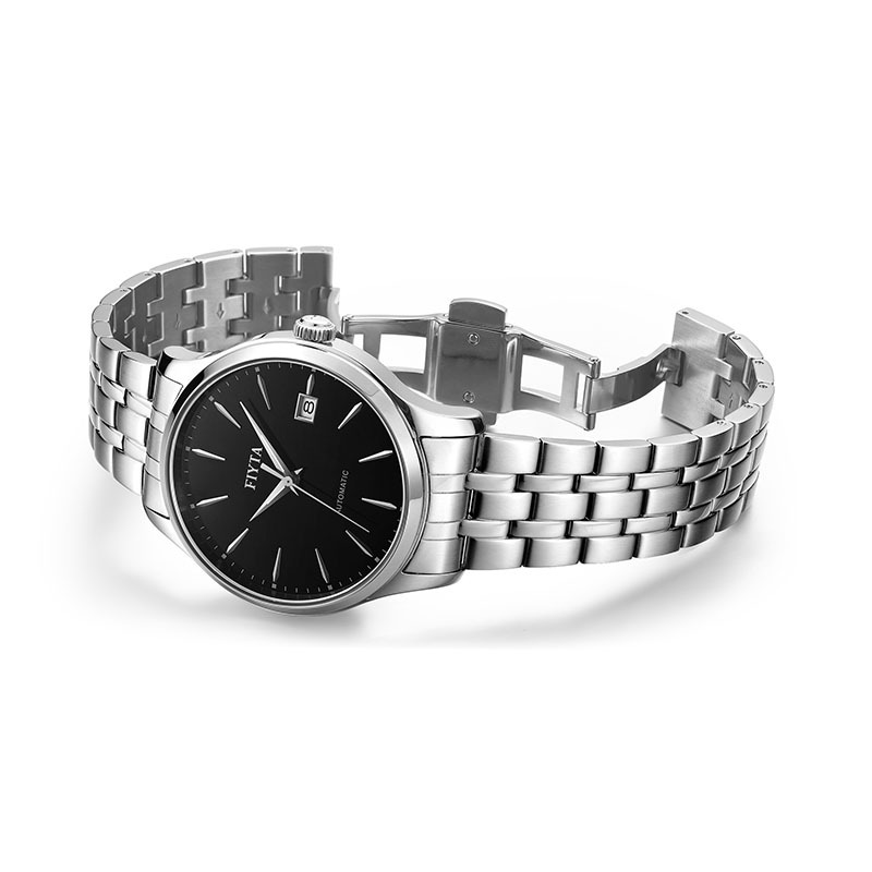 飞亚达fiyta手表男琅轩系列进口机芯男士机械表镂空夜光商务钢带腕表