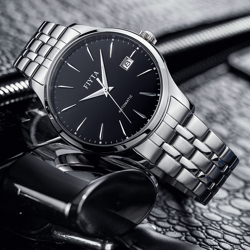 飞亚达fiyta手表男琅轩系列进口机芯男士机械表镂空夜光商务钢带腕表