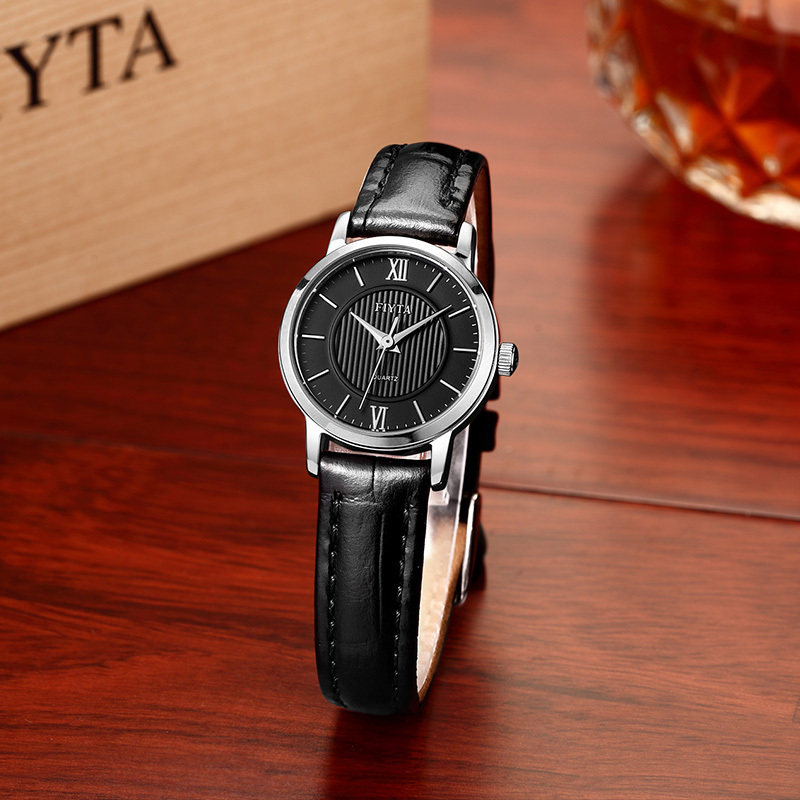 飞亚达(FIYTA)手表女 经典系列进口机芯女士石英表 商务皮带腕表 黑盘黑带DL0026.WBB