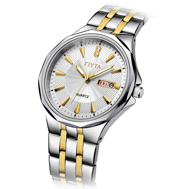 飞亚达简约商务钨钢双历显示石英男表tg802003wwt