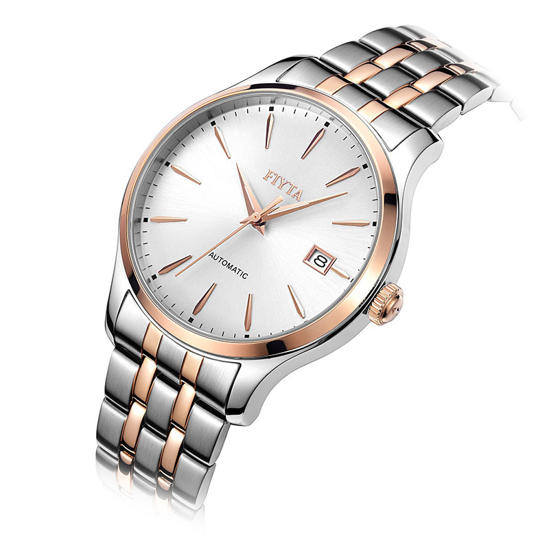 飞亚达fiyta手表男琅轩系列进口机芯男士机械表镂空夜光商务钢带腕表