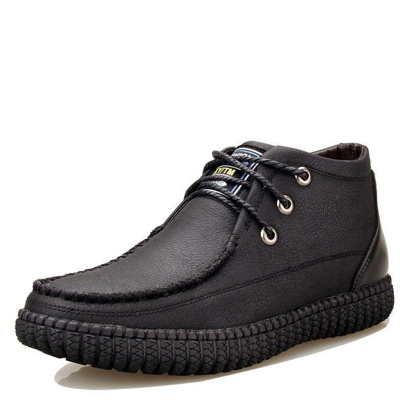 策霸ceba新款2018秋款上新擦色短筒复古男士纯羊毛男靴纯手工男鞋保暖