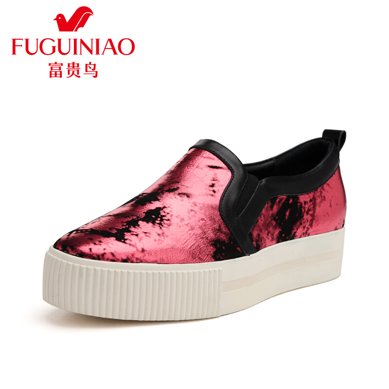 富贵鸟（FUGUINIAO）头层金属牛皮潮流炫酷舒适百搭女鞋子