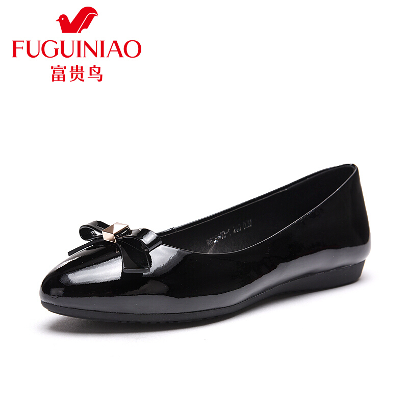 富贵鸟（FUGUINIAO）时尚灵动蝴蝶结尖头套脚女士单鞋女婚鞋女鞋子