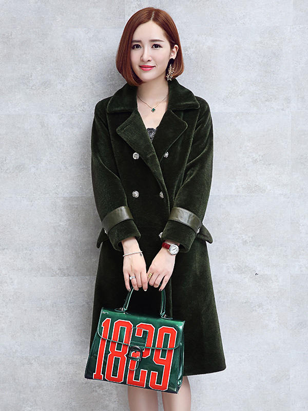 兰奥2017冬季新款长款羊剪绒皮草大衣女英伦款修身羊毛皮草外套女