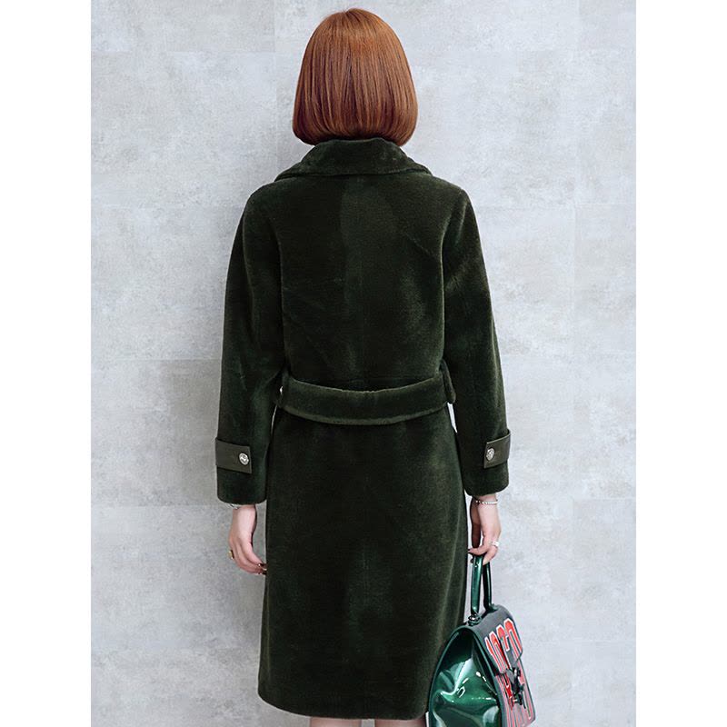 兰奥2017冬季新款长款羊剪绒皮草大衣女英伦款修身羊毛皮草外套女图片