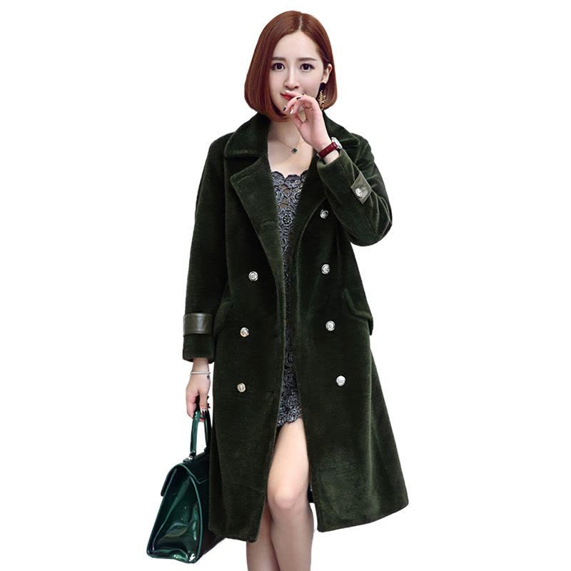 兰奥2017冬季新款长款羊剪绒皮草大衣女英伦款修身羊毛皮草外套女图片