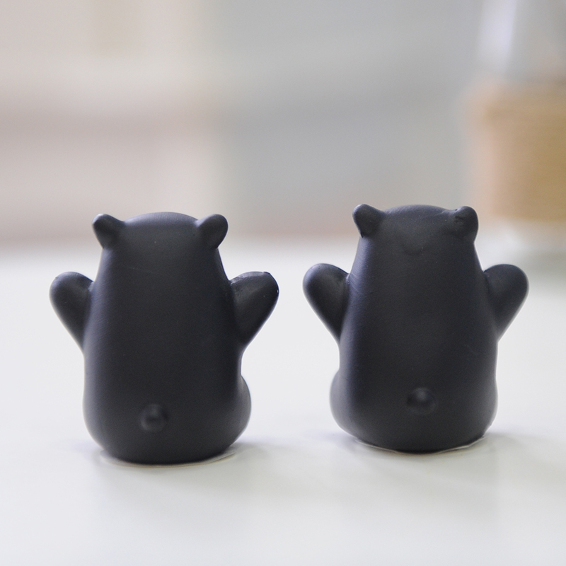 日本进口 酷MA萌（KUMAMON） 仿真熊本熊装饰玩偶 瓷制 呆萌可爱 安全环保 黑色