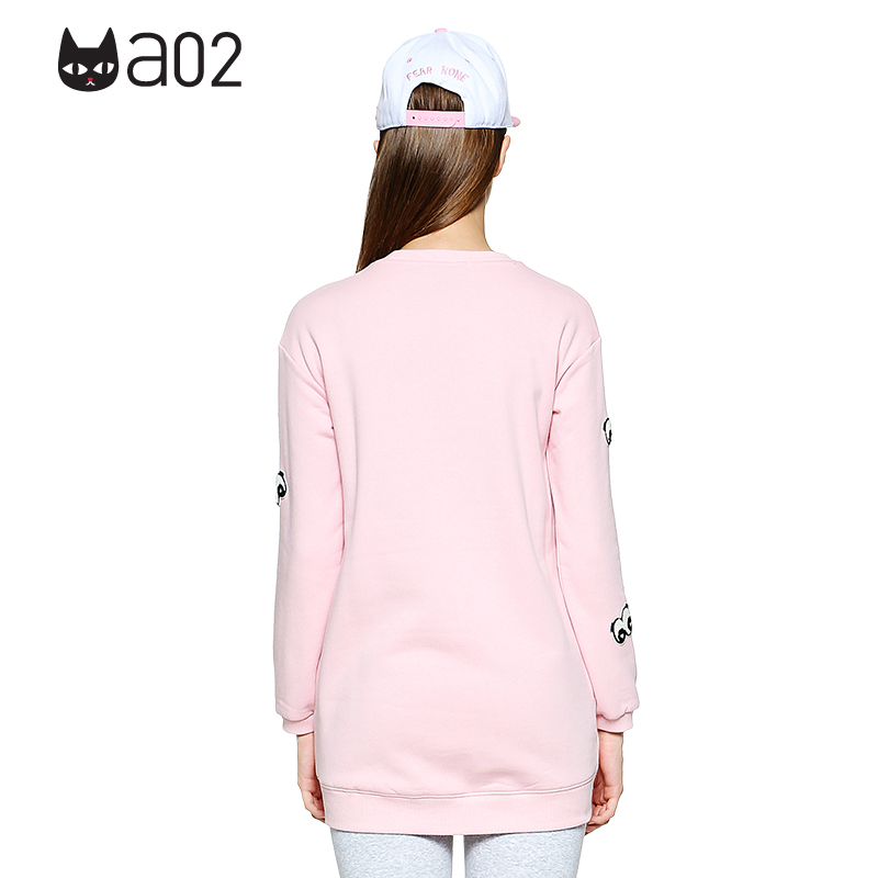 a02少女系植绒字母学生中长款印花卫衣长袖T恤女D1R6D0021KT