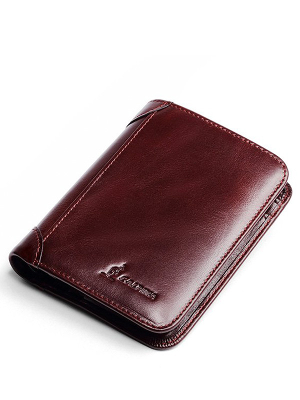 意大利lalpina阿尔皮纳袋鼠钱包男士真皮短款三折竖款钱夹油蜡牛皮