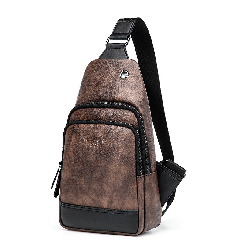 卡帝乐鳄鱼男士胸包单肩包斜挎包男韩版潮流户外运动休闲斜跨背包胸前