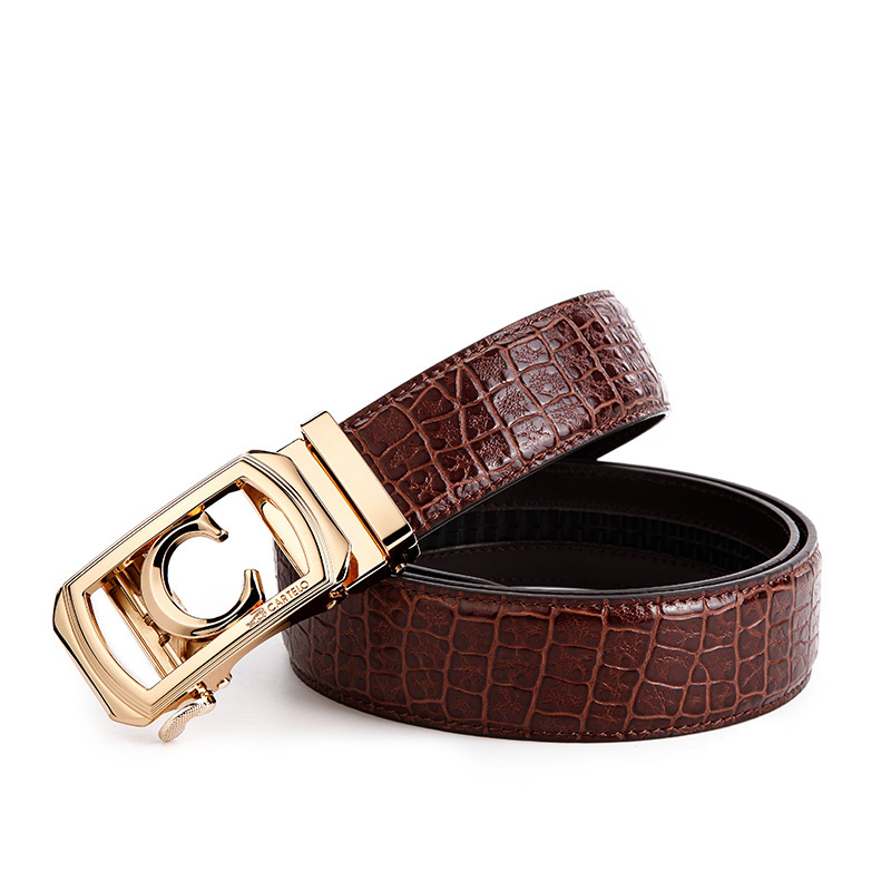 卡帝乐鳄鱼男士皮带头层牛皮青年休闲自动扣腰带男真皮商务裤带dpm5my