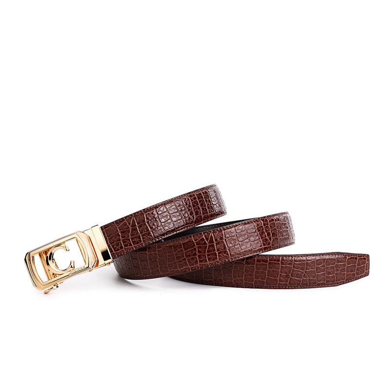 卡帝乐鳄鱼男士皮带头层牛皮青年休闲自动扣腰带男真皮商务裤带dpm5my