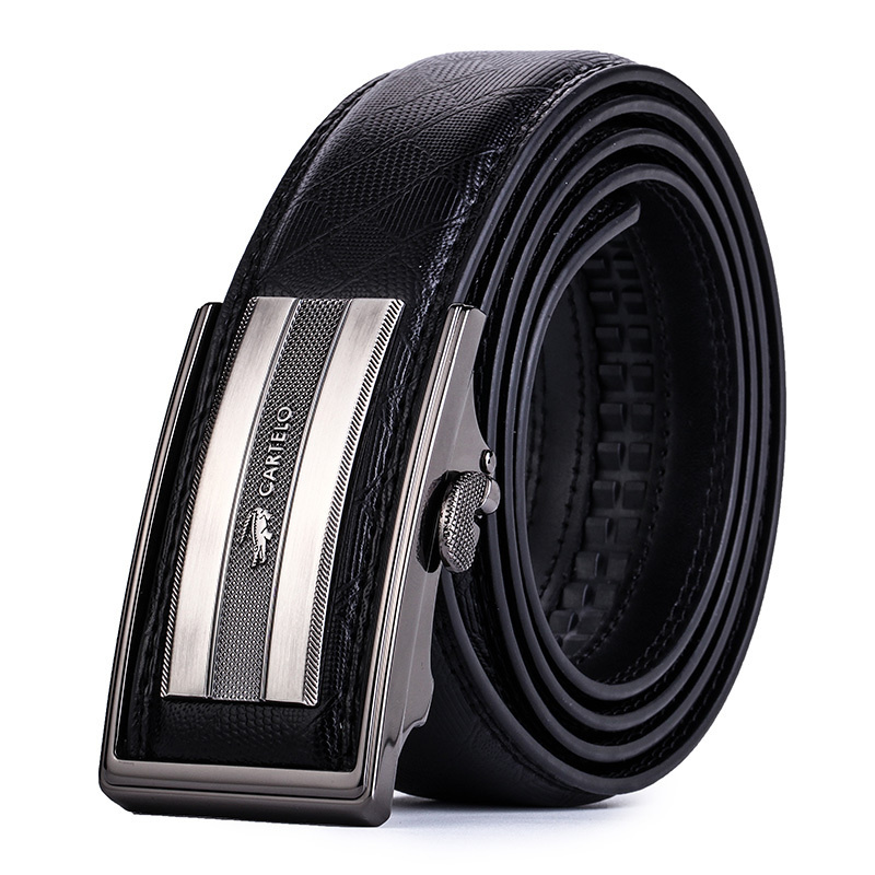 卡帝乐鳄鱼皮带男士真皮天地自动扣裤带 商务牛皮腰带中青年pe5n4373e