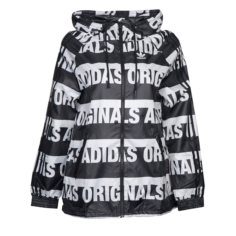 adidas女装秋女子三叶草时尚休闲运动防风连帽外套BR7859