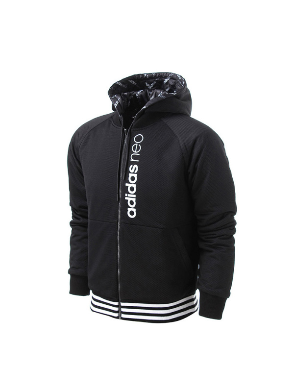 阿迪达斯NEO男装休闲运动连帽保暖夹克外套BK0536